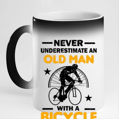 Never Underestimate An Old Man With A Bicycle 11oz Black Color Changing Mug