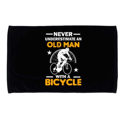 Never Underestimate An Old Man With A Bicycle Microfiber Hand Towel