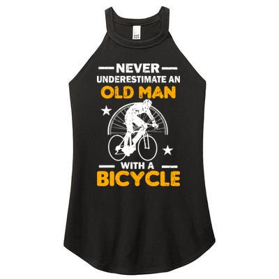 Never Underestimate An Old Man With A Bicycle Women's Perfect Tri Rocker Tank