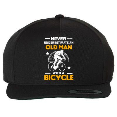 Never Underestimate An Old Man With A Bicycle Wool Snapback Cap