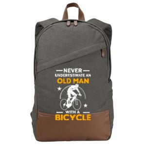 Never Underestimate An Old Man With A Bicycle Cotton Canvas Backpack