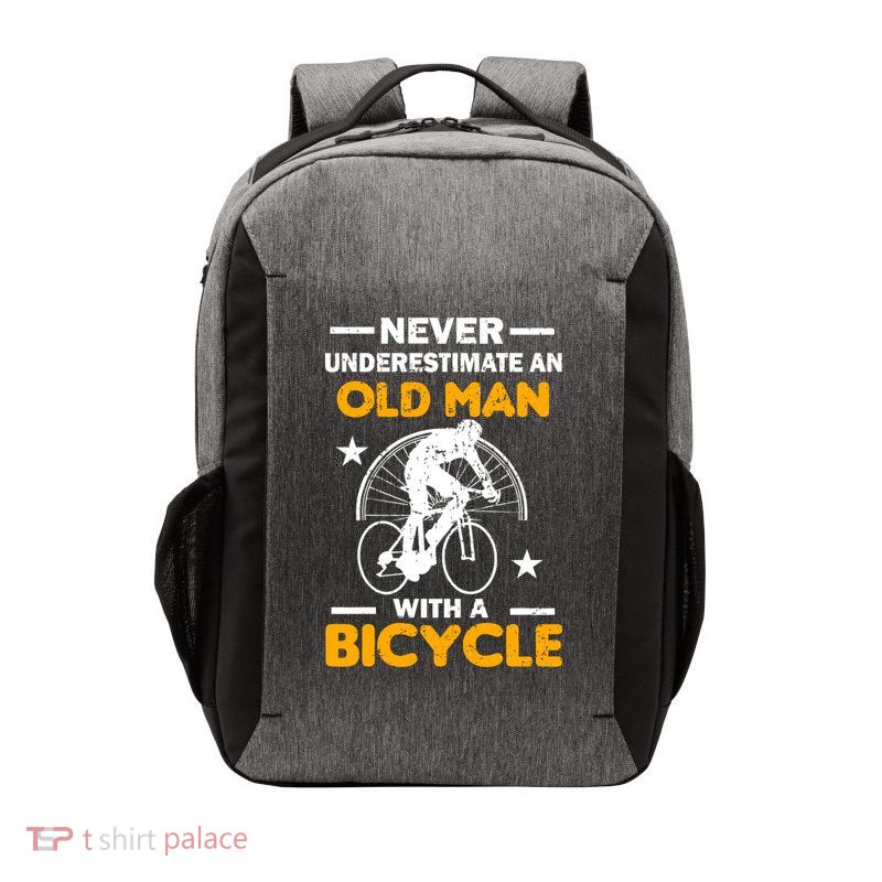 Never Underestimate An Old Man With A Bicycle Vector Backpack