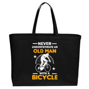 Never Underestimate An Old Man With A Bicycle Cotton Canvas Jumbo Tote