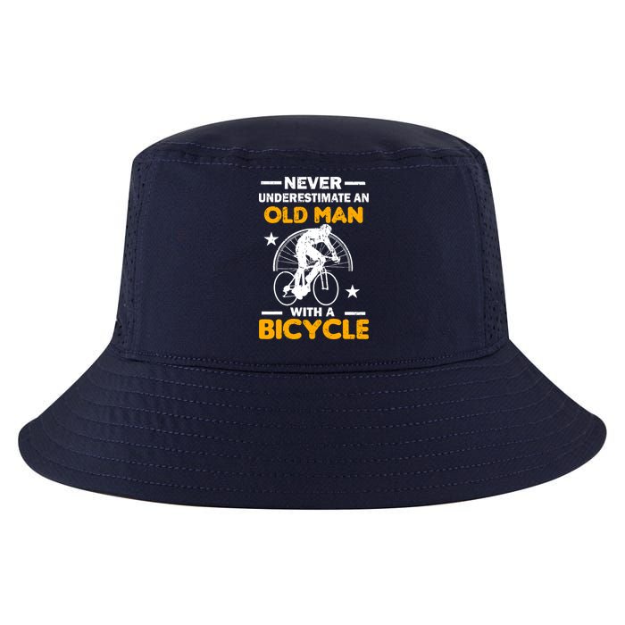 Never Underestimate An Old Man With A Bicycle Cool Comfort Performance Bucket Hat