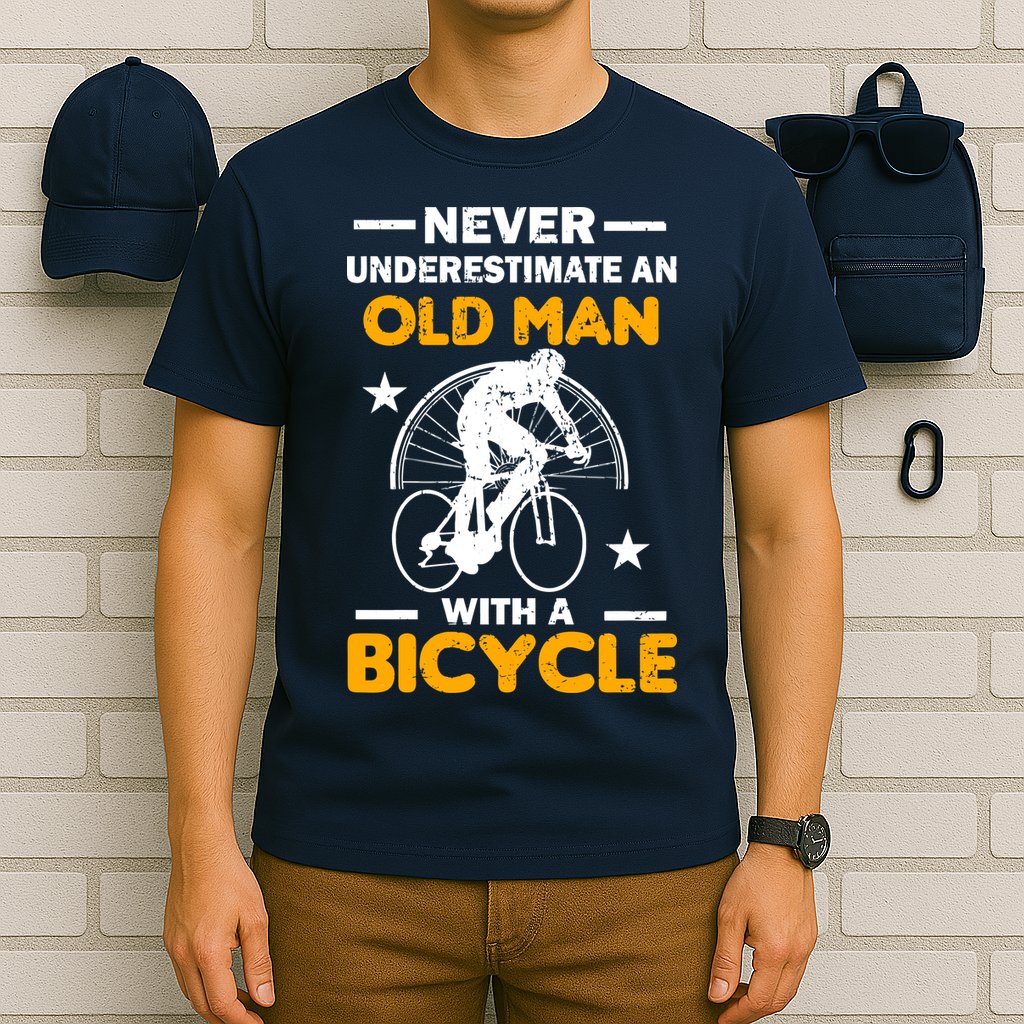 Never Underestimate An Old Man With A Bicycle T-Shirt