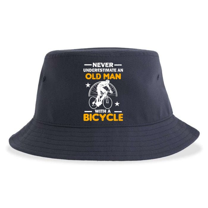 Never Underestimate An Old Man With A Bicycle Sustainable Bucket Hat
