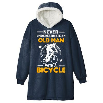 Never Underestimate An Old Man With A Bicycle Hooded Wearable Blanket
