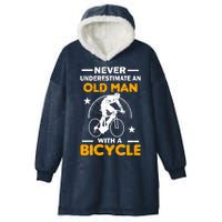 Never Underestimate An Old Man With A Bicycle Hooded Wearable Blanket