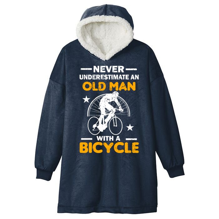 Never Underestimate An Old Man With A Bicycle Hooded Wearable Blanket