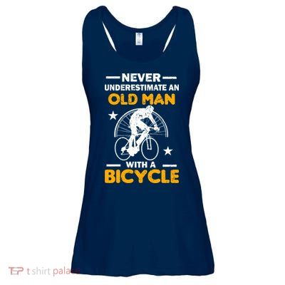 Never Underestimate An Old Man With A Bicycle Ladies Essential Flowy Tank
