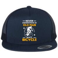 Never Underestimate An Old Man With A Bicycle Flat Bill Trucker Hat