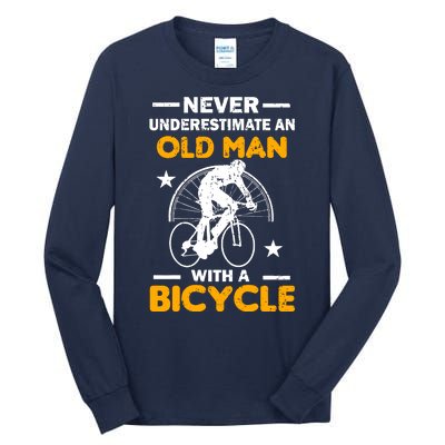 Never Underestimate An Old Man With A Bicycle Tall Long Sleeve T-Shirt