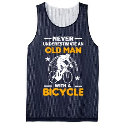 Never Underestimate An Old Man With A Bicycle Mesh Reversible Basketball Jersey Tank