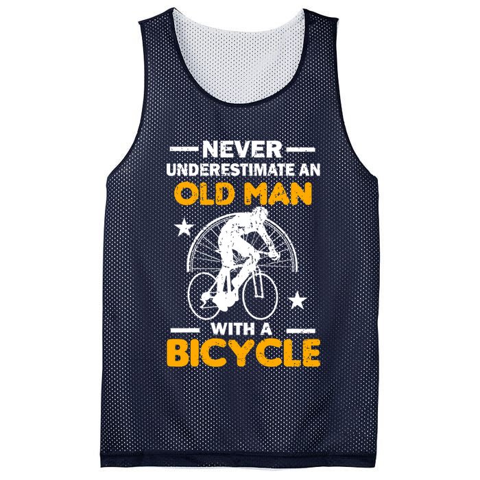 Never Underestimate An Old Man With A Bicycle Mesh Reversible Basketball Jersey Tank