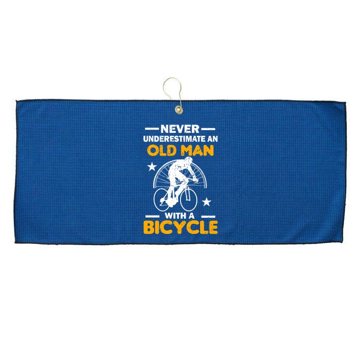 Never Underestimate An Old Man With A Bicycle Large Microfiber Waffle Golf Towel