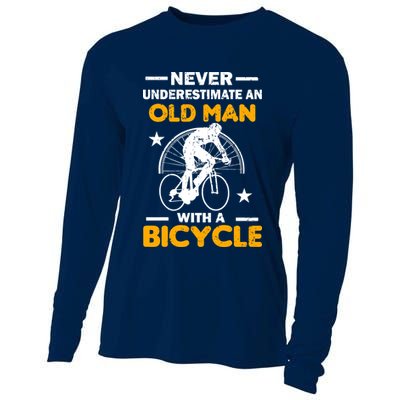 Never Underestimate An Old Man With A Bicycle Cooling Performance Long Sleeve Crew