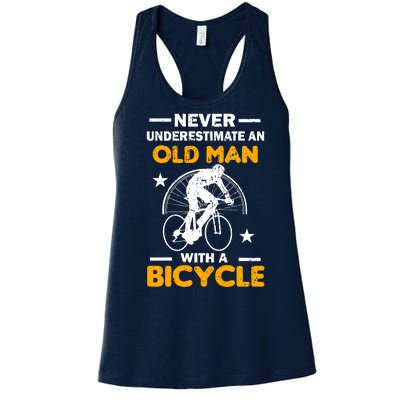 Never Underestimate An Old Man With A Bicycle Women's Racerback Tank