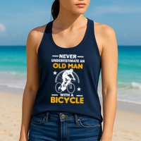 Never Underestimate An Old Man With A Bicycle Womens Tank Top