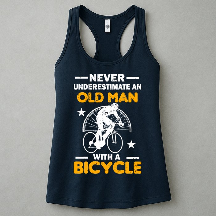 Never Underestimate An Old Man With A Bicycle Womens Tank Top