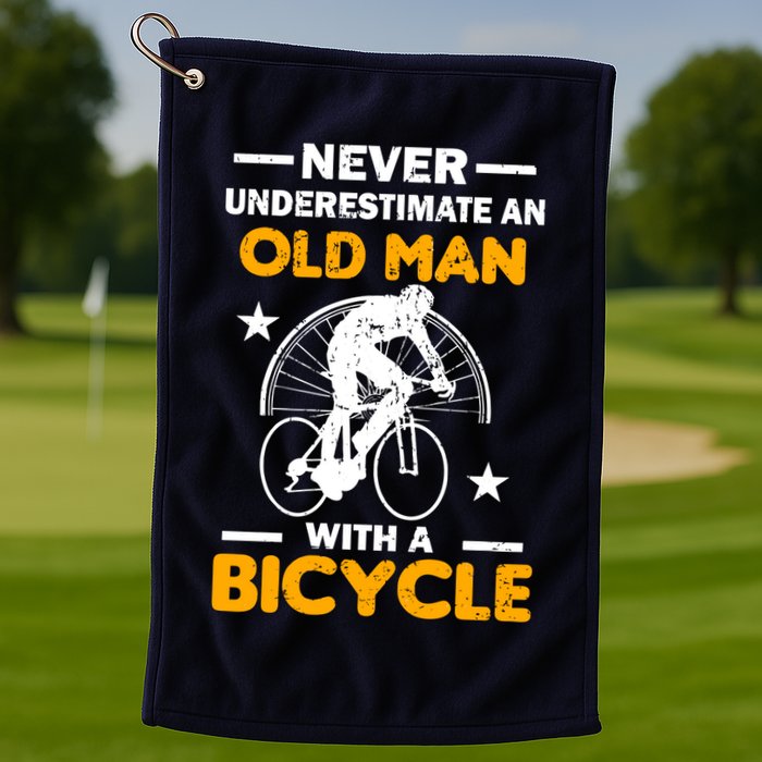 Never Underestimate An Old Man With A Bicycle Golf Towel