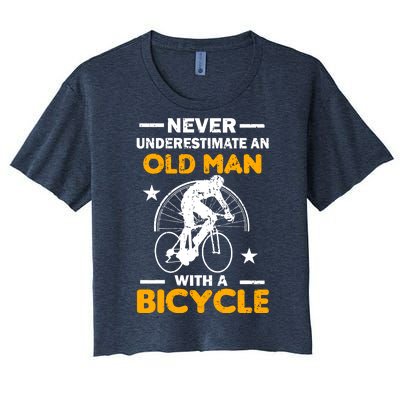 Never Underestimate An Old Man With A Bicycle Women's Crop Top Tee