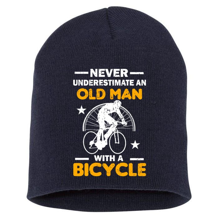 Never Underestimate An Old Man With A Bicycle Short Acrylic Beanie