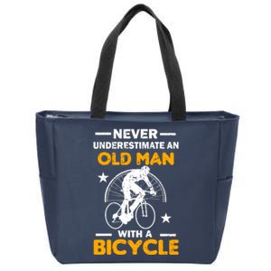 Never Underestimate An Old Man With A Bicycle Zip Tote Bag