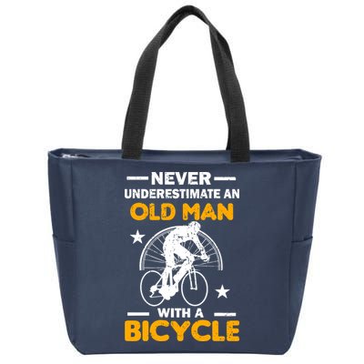 Never Underestimate An Old Man With A Bicycle Zip Tote Bag