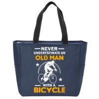 Never Underestimate An Old Man With A Bicycle Zip Tote Bag