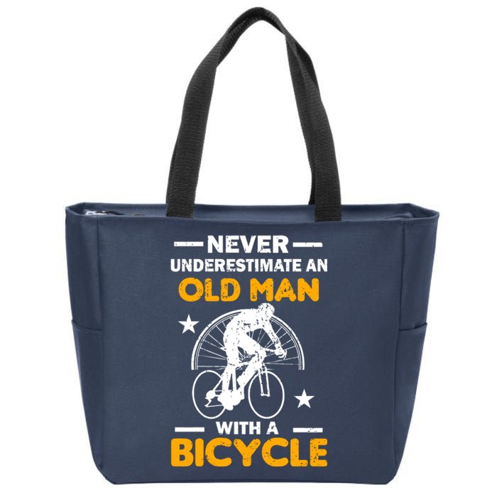 Never Underestimate An Old Man With A Bicycle Zip Tote Bag