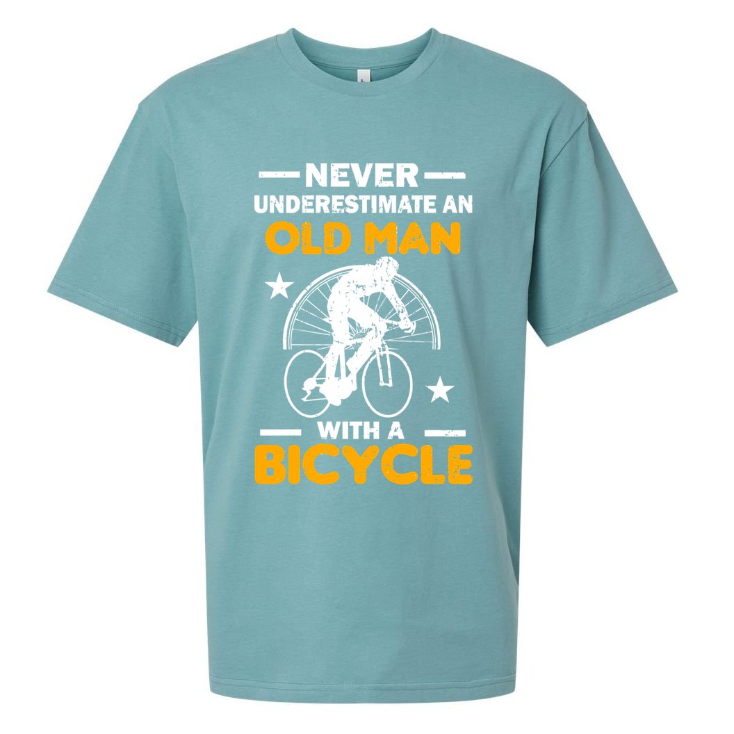 Never Underestimate An Old Man With A Bicycle Sueded Cloud Jersey T-Shirt