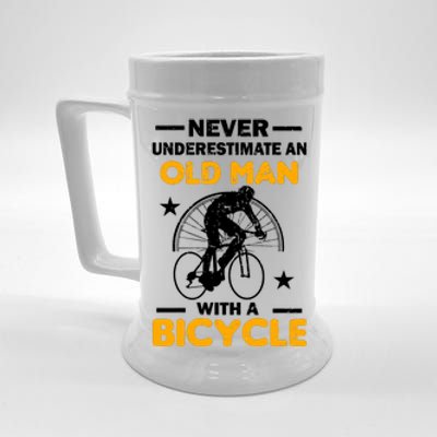 Never Underestimate An Old Man With A Bicycle Beer Stein