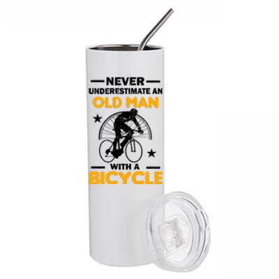 Never Underestimate An Old Man With A Bicycle Stainless Steel Tumbler