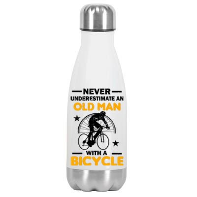 Never Underestimate An Old Man With A Bicycle Stainless Steel Insulated Water Bottle