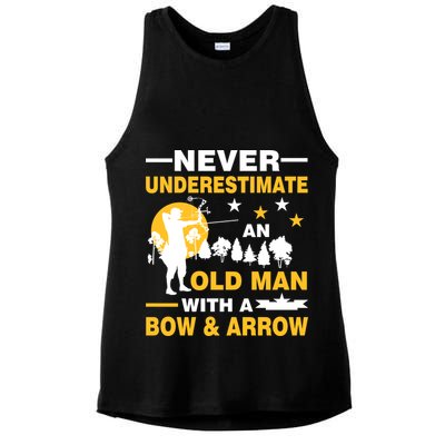 Never Underestimate An Old Man With A Bow & Arrow Ladies PosiCharge Tri-Blend Wicking Tank