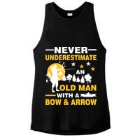 Never Underestimate An Old Man With A Bow & Arrow Ladies PosiCharge Tri-Blend Wicking Tank