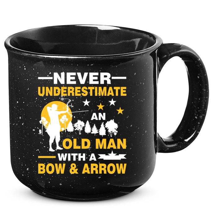 Never Underestimate An Old Man With A Bow & Arrow 15oz Campfire Ceramic Mug