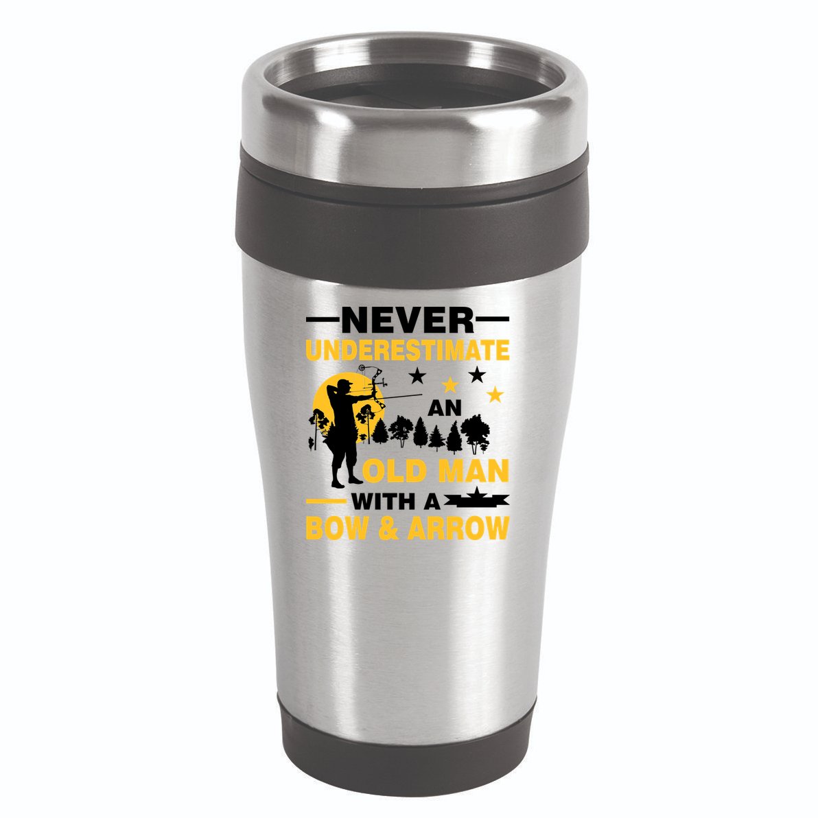 Never Underestimate An Old Man With A Bow & Arrow 16oz Travel Tumbler