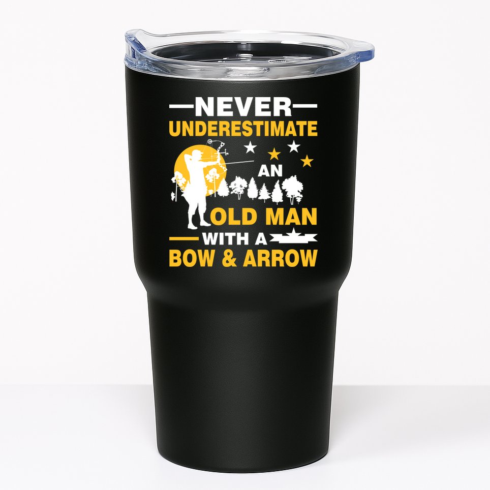 Never Underestimate An Old Man With A Bow & Arrow Tumbler