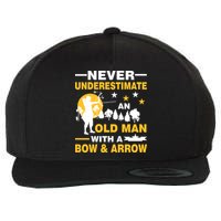 Never Underestimate An Old Man With A Bow & Arrow Wool Snapback Cap