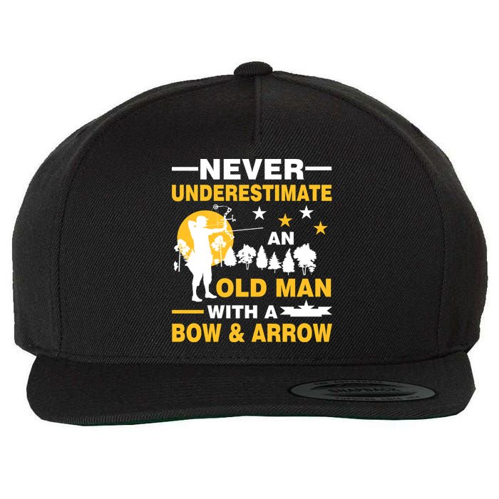 Never Underestimate An Old Man With A Bow & Arrow Wool Snapback Cap