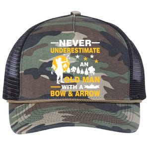 Never Underestimate An Old Man With A Bow & Arrow Retro Rope Trucker Hat Cap