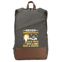 Never Underestimate An Old Man With A Bow & Arrow Cotton Canvas Backpack