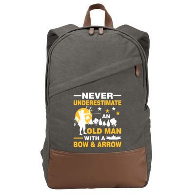 Never Underestimate An Old Man With A Bow & Arrow Cotton Canvas Backpack