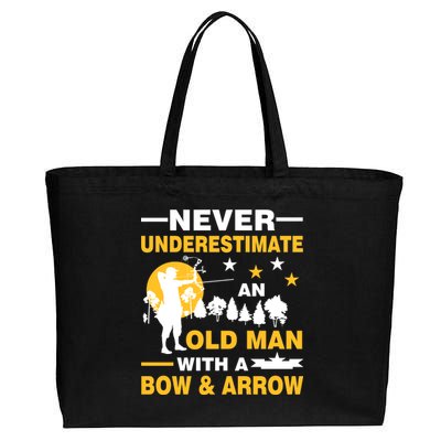 Never Underestimate An Old Man With A Bow & Arrow Cotton Canvas Jumbo Tote