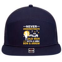 Never Underestimate An Old Man With A Bow & Arrow 7 Panel Mesh Trucker Snapback Hat