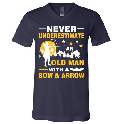Never Underestimate An Old Man With A Bow & Arrow V-Neck T-Shirt