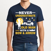 Never Underestimate An Old Man With A Bow & Arrow V-Neck T-Shirt
