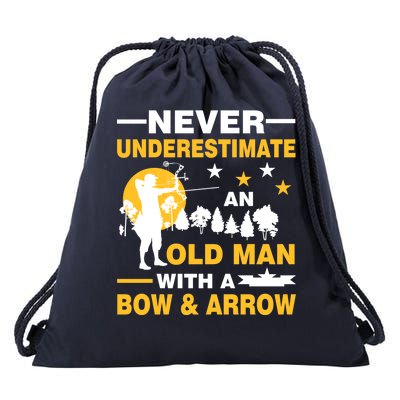 Never Underestimate An Old Man With A Bow & Arrow Drawstring Bag