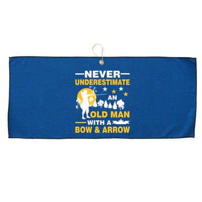 Never Underestimate An Old Man With A Bow & Arrow Large Microfiber Waffle Golf Towel